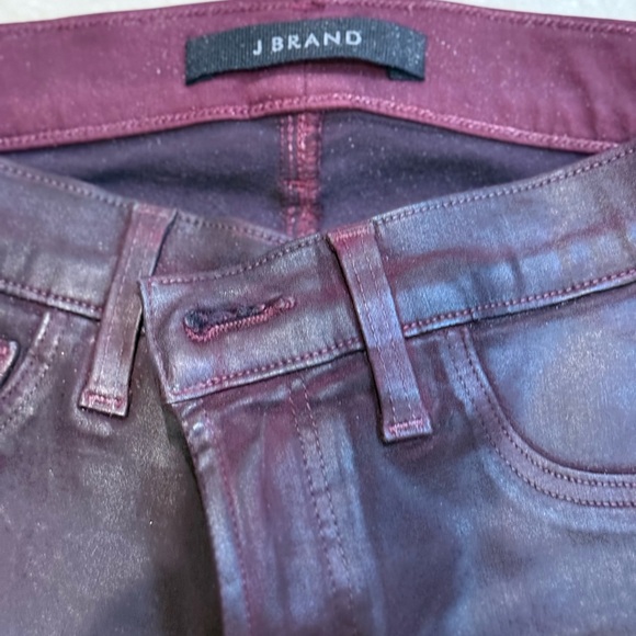 J brand LEATHER Women's Burgundy Jeans - Picture 2 of 5